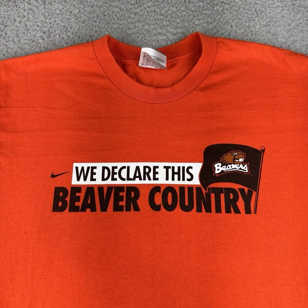 Oregon State Beavers Vintage Shirt Y2k Beaver Country Swoosh Orange Men's Size M